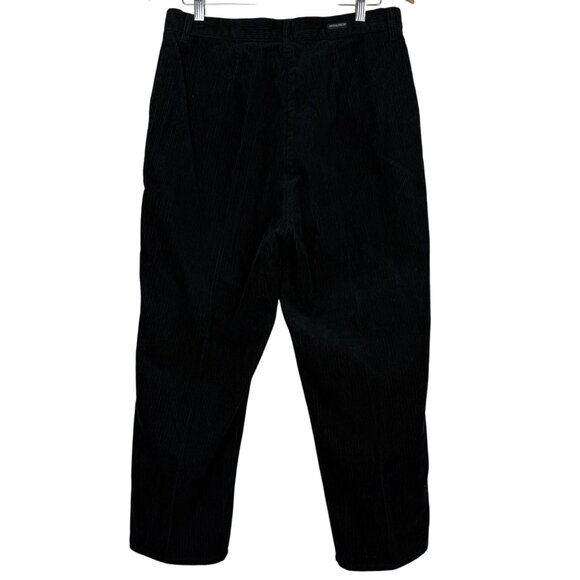 Vtg Woolrich Wide Wale Corduroy Trouser Pants 12 High Rise Bareback Black Cotton - Picture 8 of 11